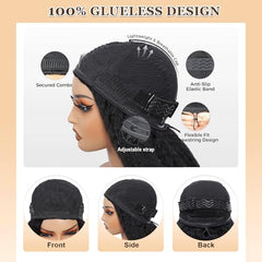 NZINZI kinky straight half wig adjustable drawstring ensures secure fit