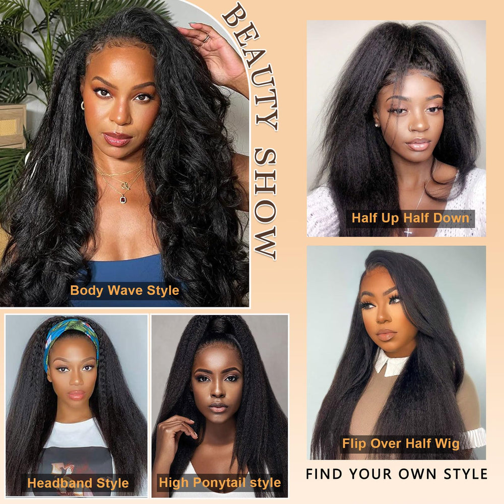 NZINZI kinky straight half wig wedding party look ready for events