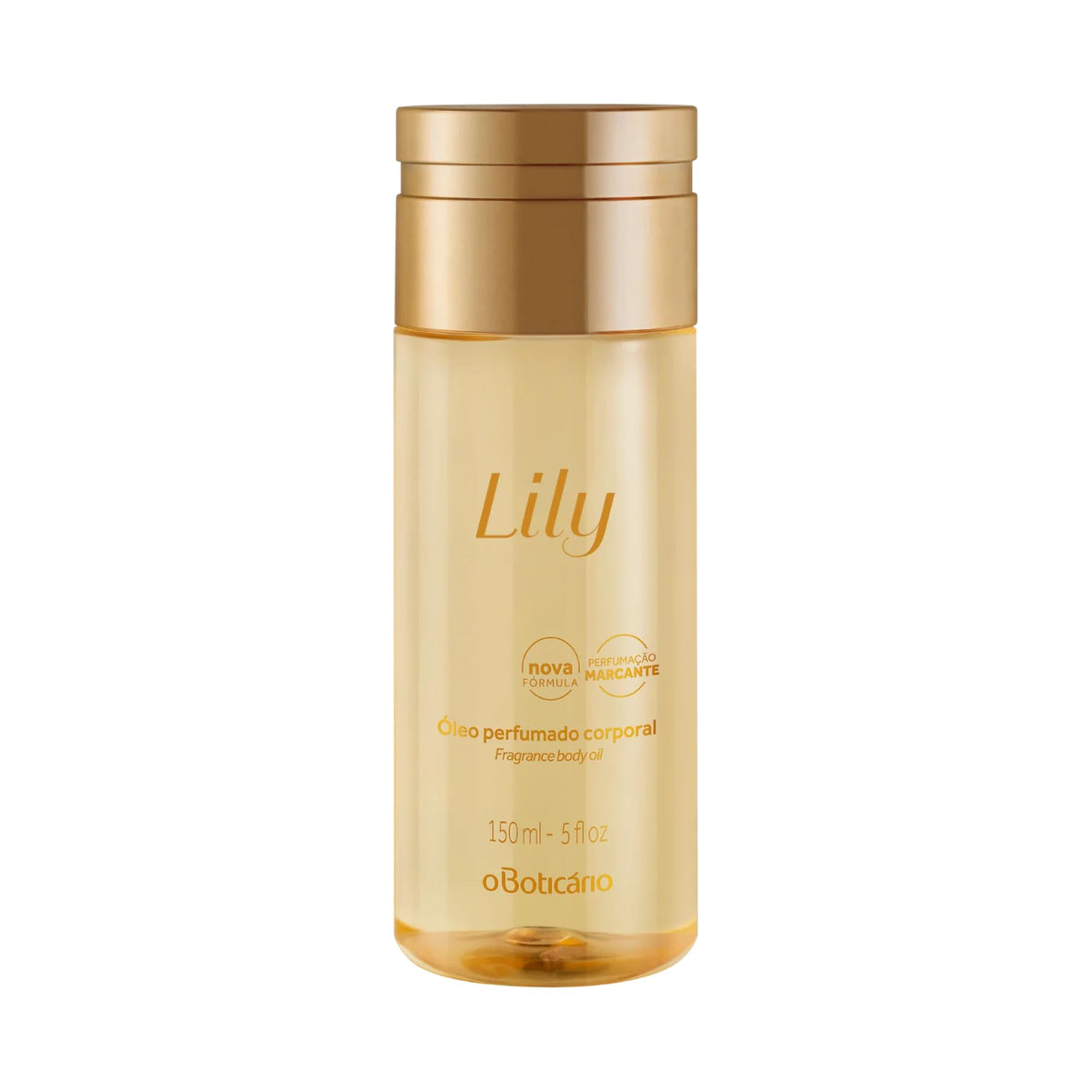 O BOTICARIO Lily Body Oil bottle front showing lasting fragrance