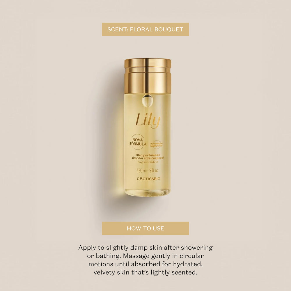 O BOTICARIO Lily Body Oil ingredients emphasize eco-friendly cold-pressed oils