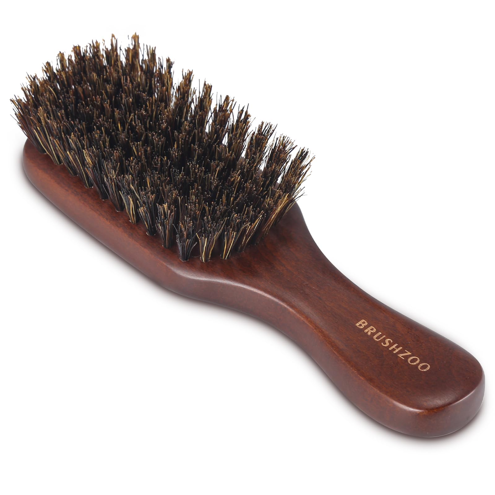 O BRUSHZOO beard brush with wood handle for ergonomic grooming and detangling