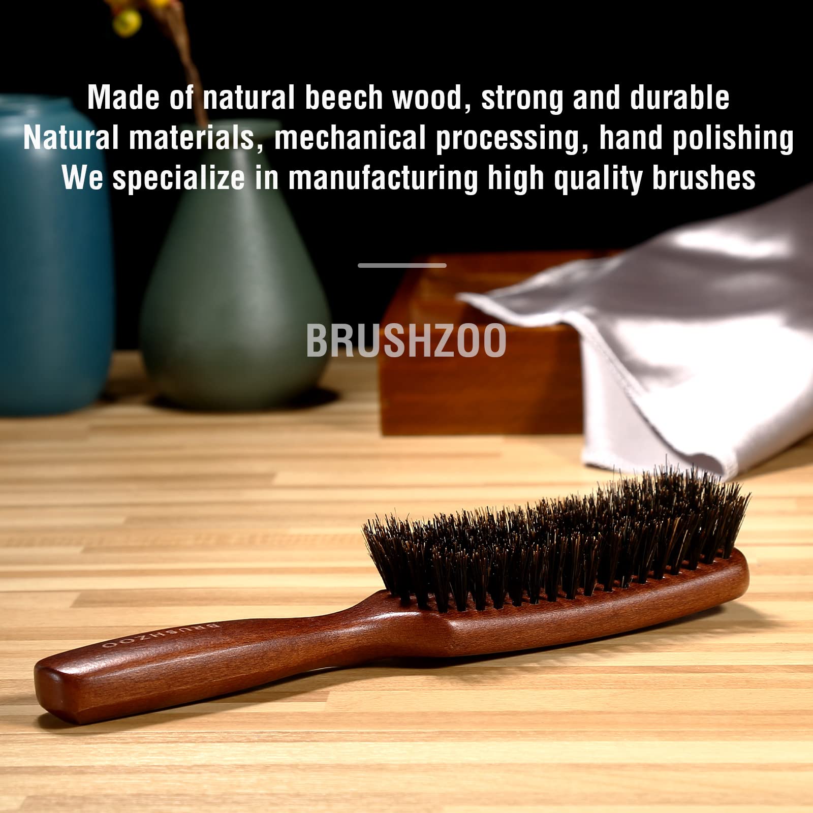 O BRUSHZOO hair brush durable beech wood design for long-lasting use