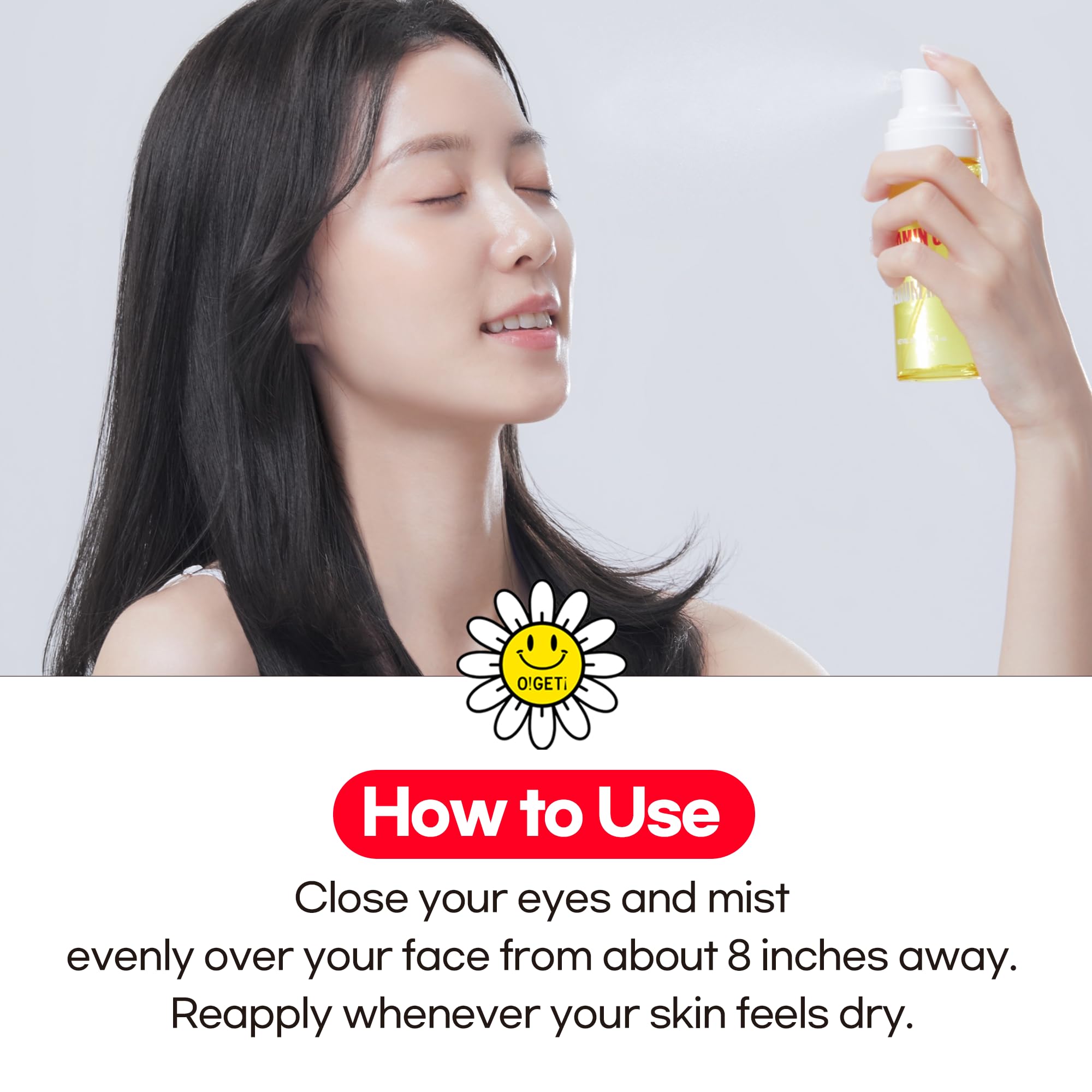 O!GETi Glow Serum Mist hypoallergenic formula suitable for sensitive skin.