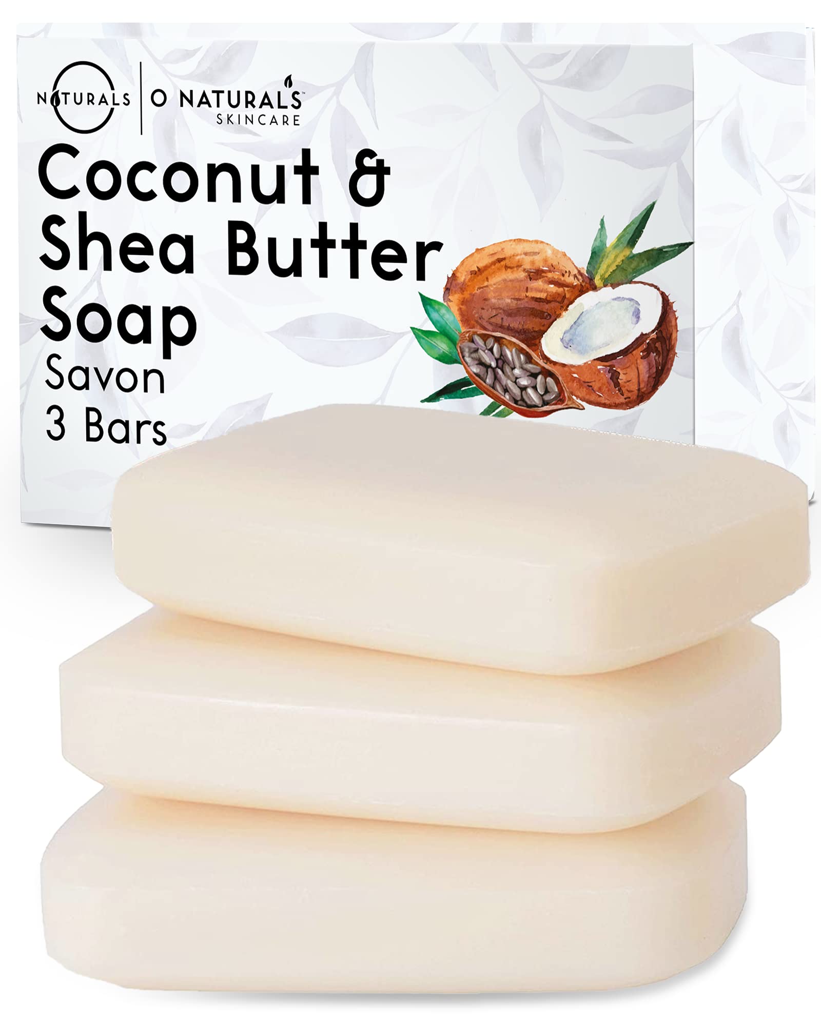 O NATURALS 3-Pack soap bars set on display, showcasing vegan skincare and long-lasting hydration.