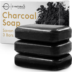 O Naturals 3pc Charcoal Soap Set for purifying cleanse and refreshed skin.