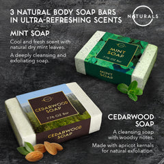 O Naturals Cedarwood bar soap delivers rugged scent and exfoliation