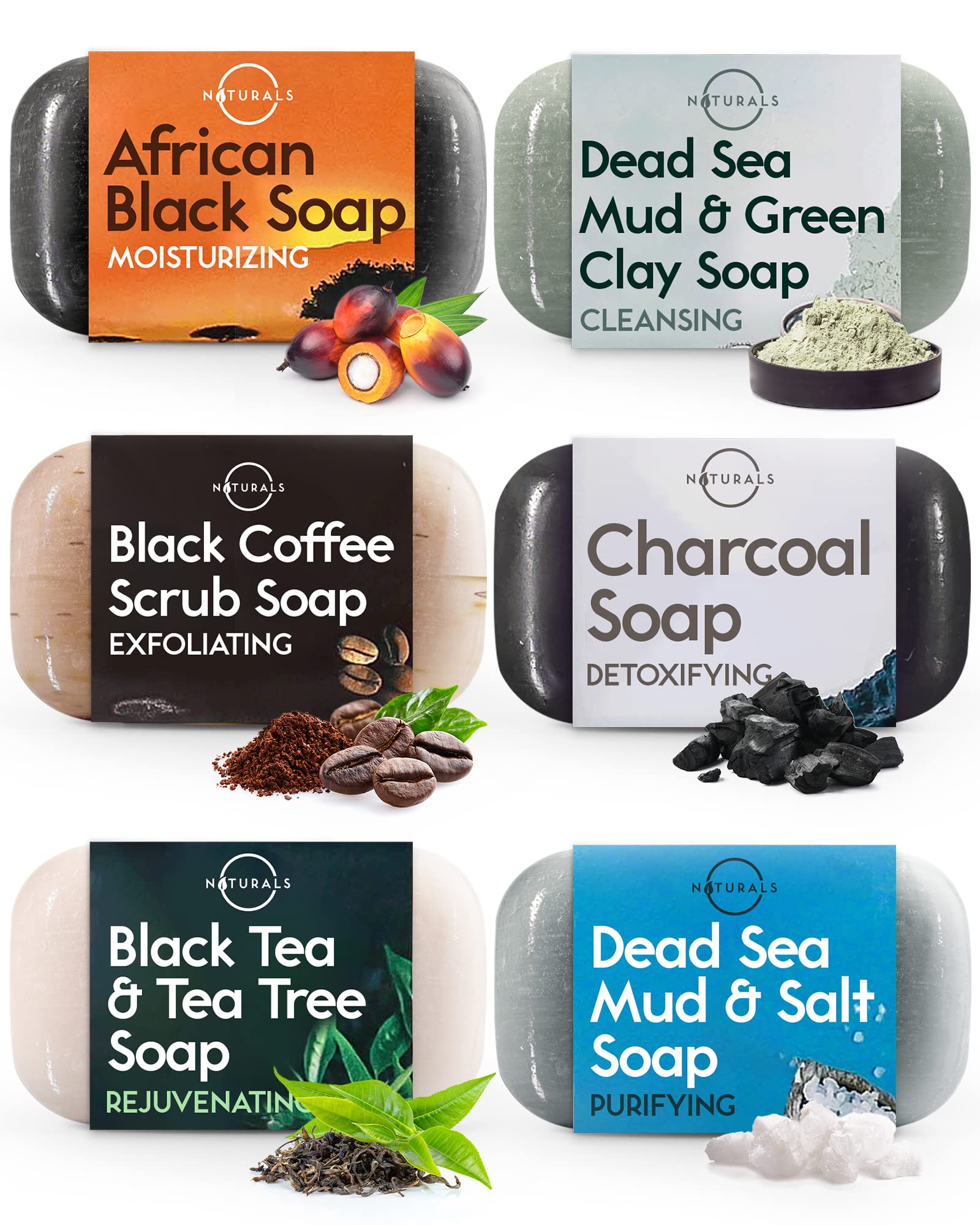 O Naturals gift-set packaging with six-bar collection for an at-home spa moment