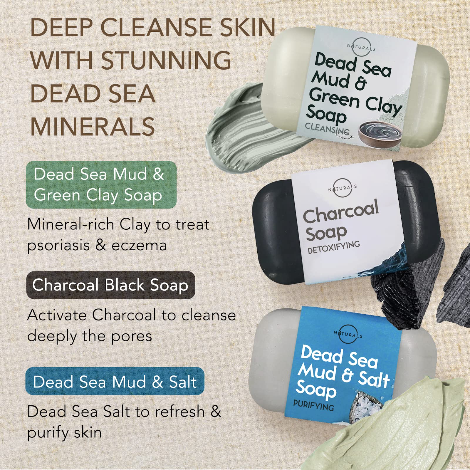 O Naturals detoxifying charcoal soap bar helps purify skin and balance oil