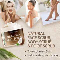 O Naturals Exfoliating Scrub coconut oil smoothing hands and skin.