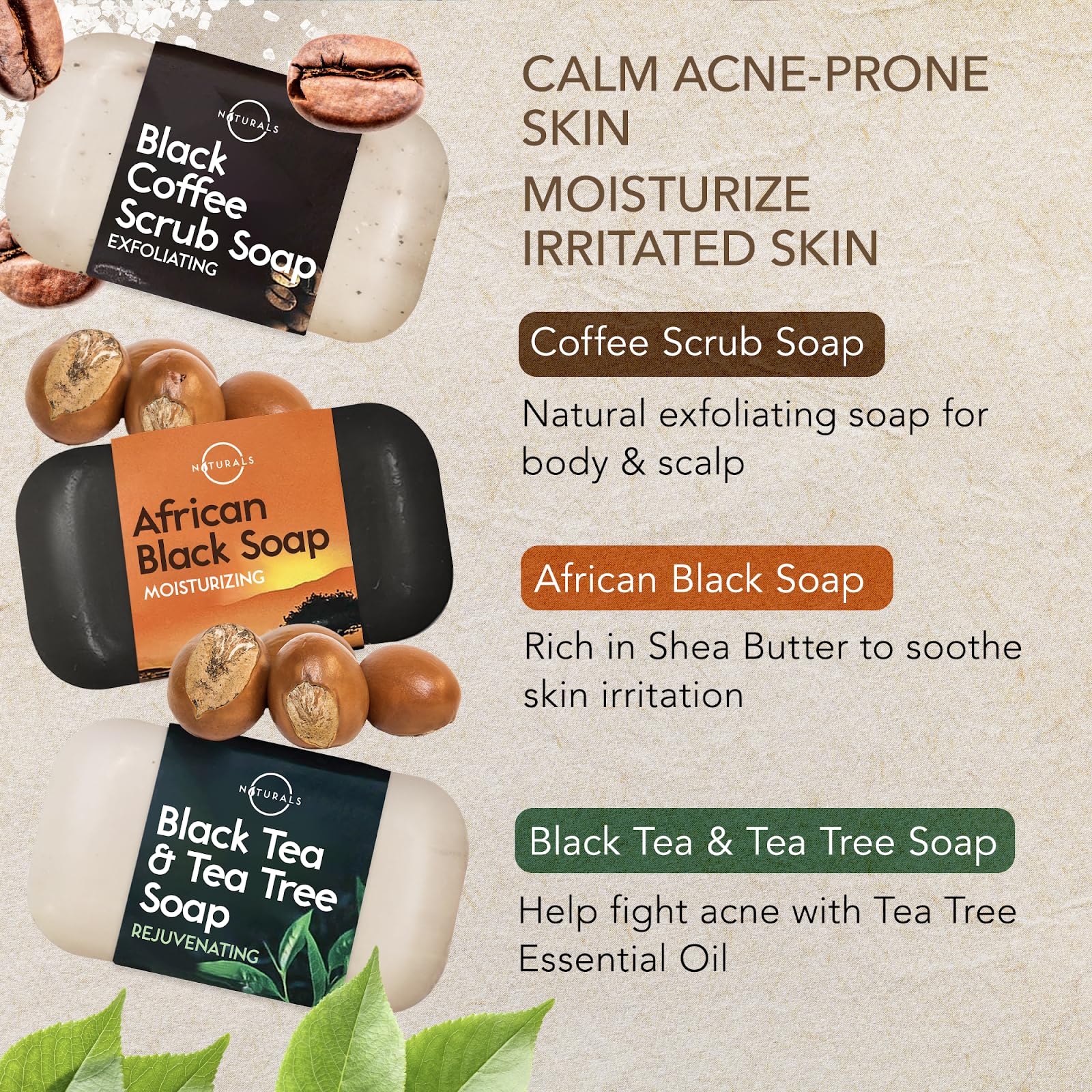 O Naturals moisturizing African Black Soap bar for daily hydration and gentle cleansing