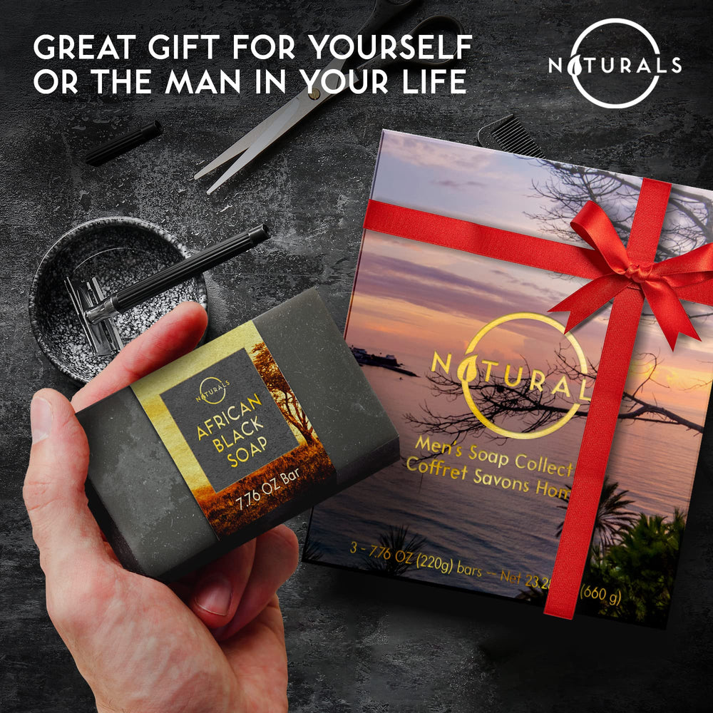 O NATURALS triple-milled men’s soap reveals a durable, premium texture.