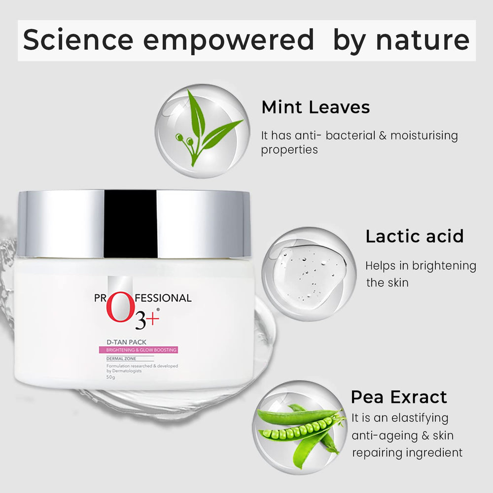 O3+ D-Tan Pack mint leaves close-up showing refreshing cleanse.