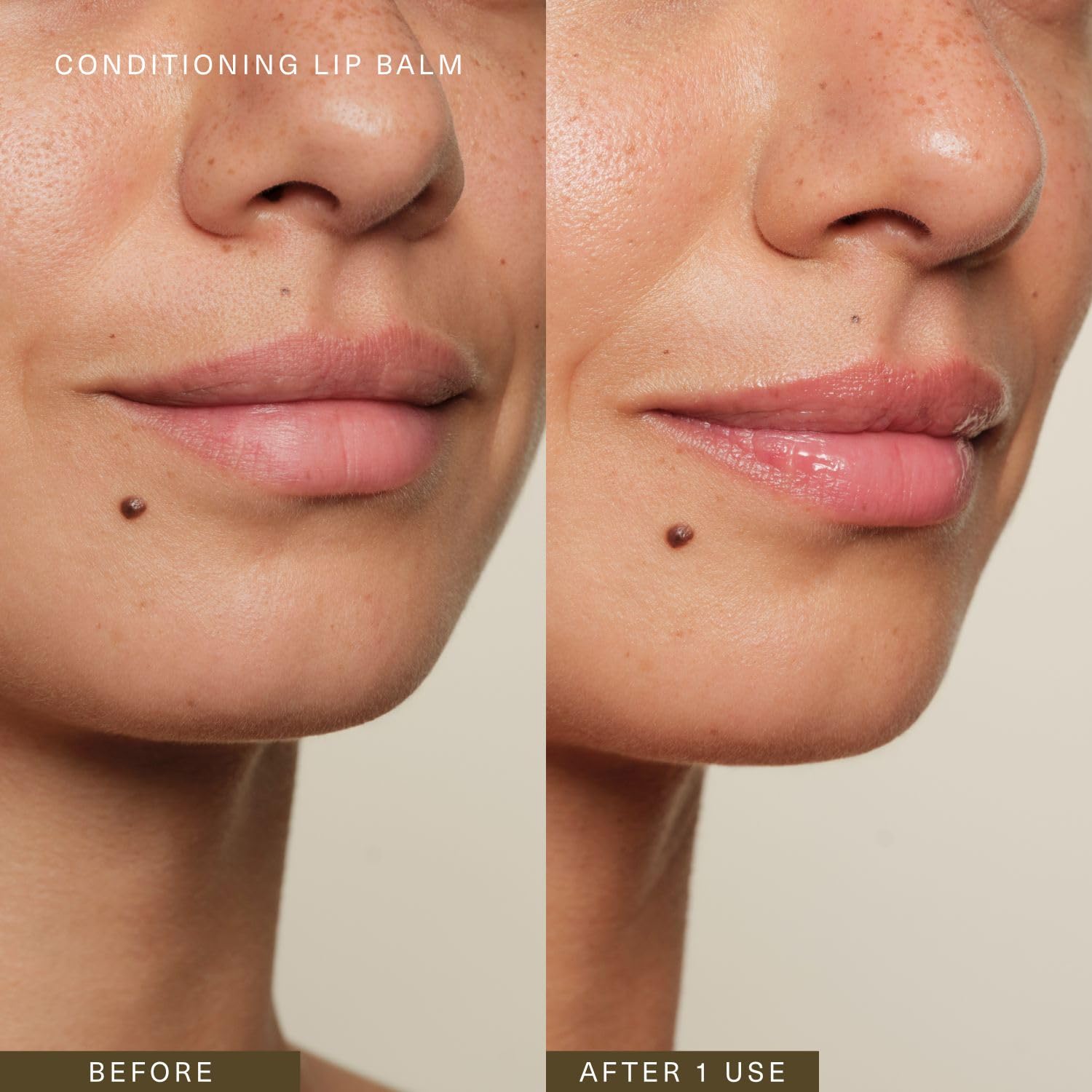 Oak Essentials Lip Balm applied under lipstick for seamless layering.