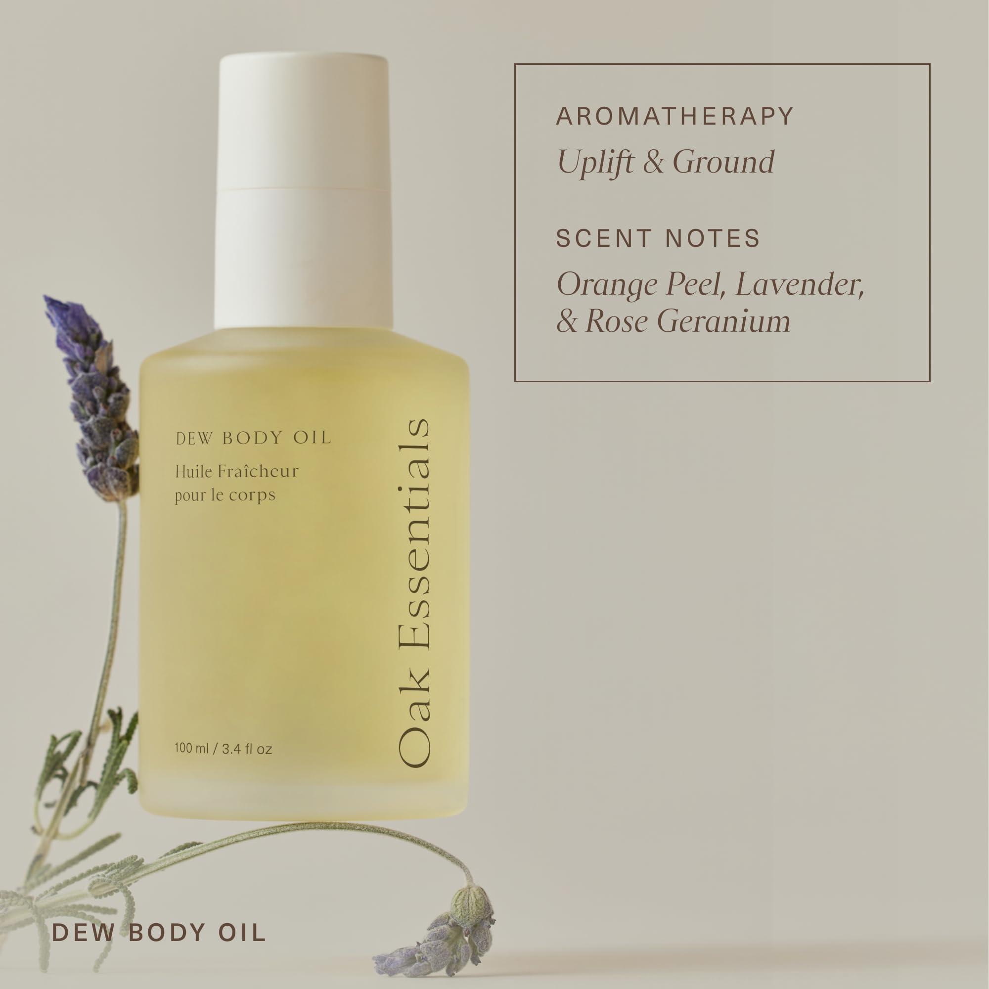 Oak Essentials Dew Body Oil cedarwood scent evokes spa-like calm during routine.