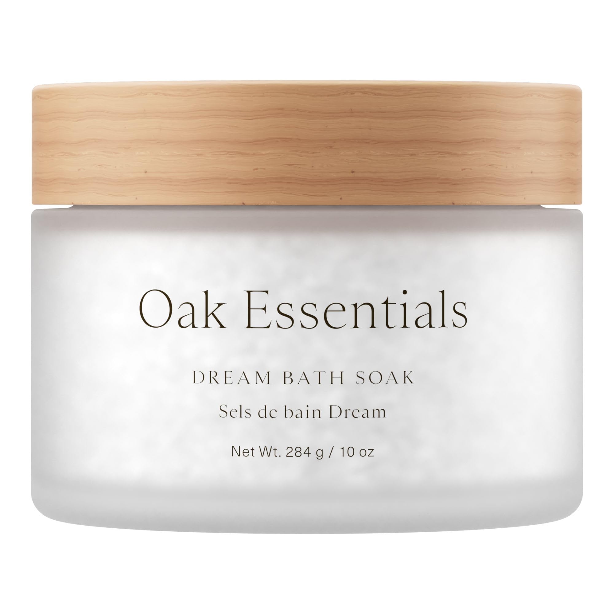 Oak Essentials Dream Bath Soak packaging for a premium nighttime ritual.