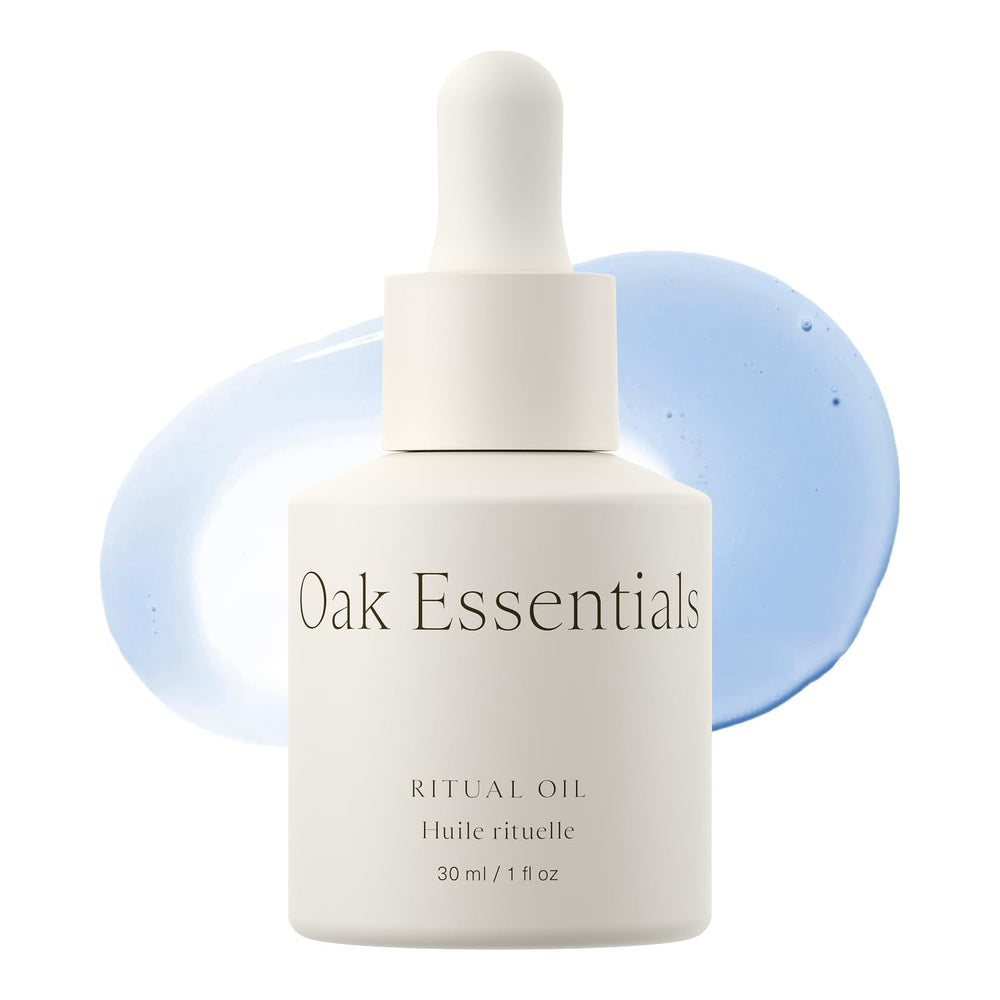 Oak Essentials Ritual Oil bottle showcasing lightweight facial oil for balanced skin.