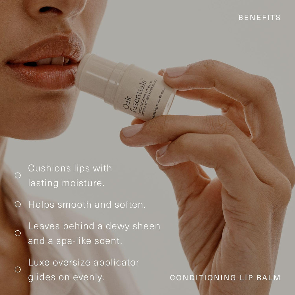 Oak Essentials Shea Butter ingredients spotlight—emollients to help lips feel softer.