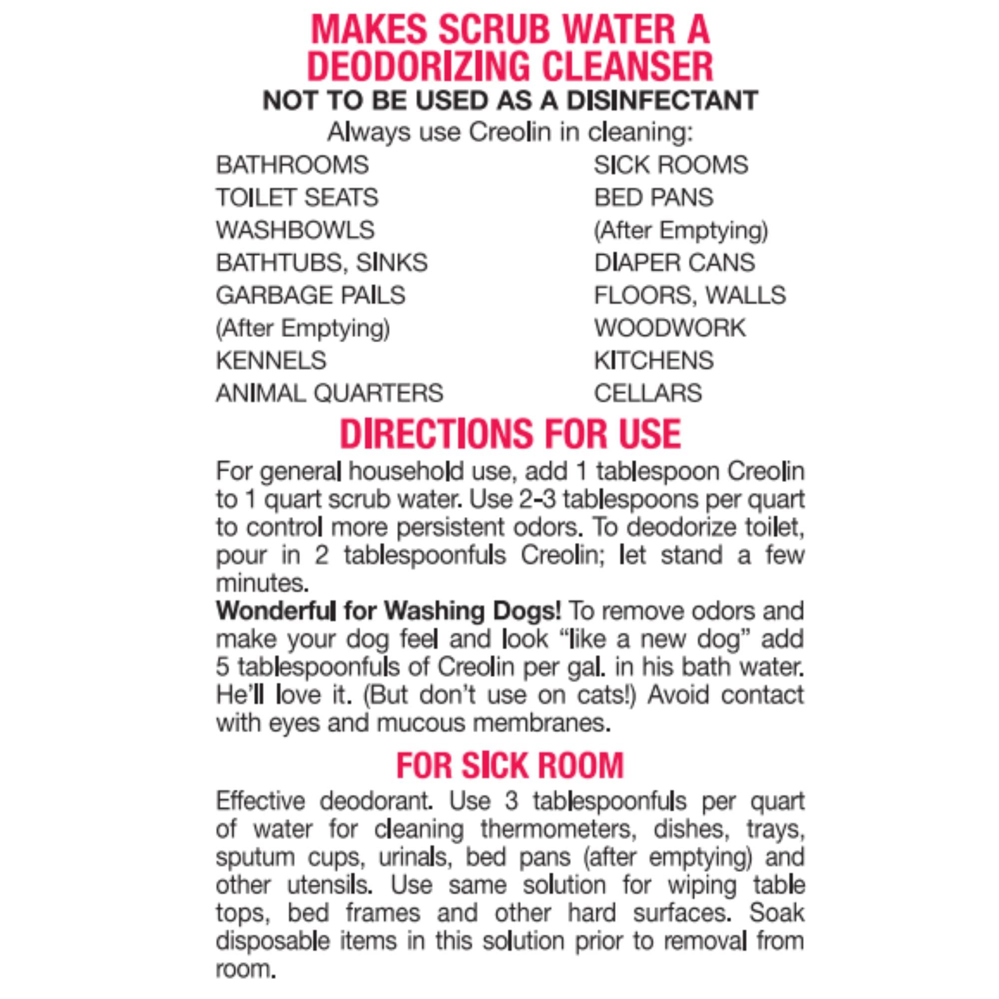 OakHurst Creolin label highlights versatile cleaner for bathrooms and surfaces