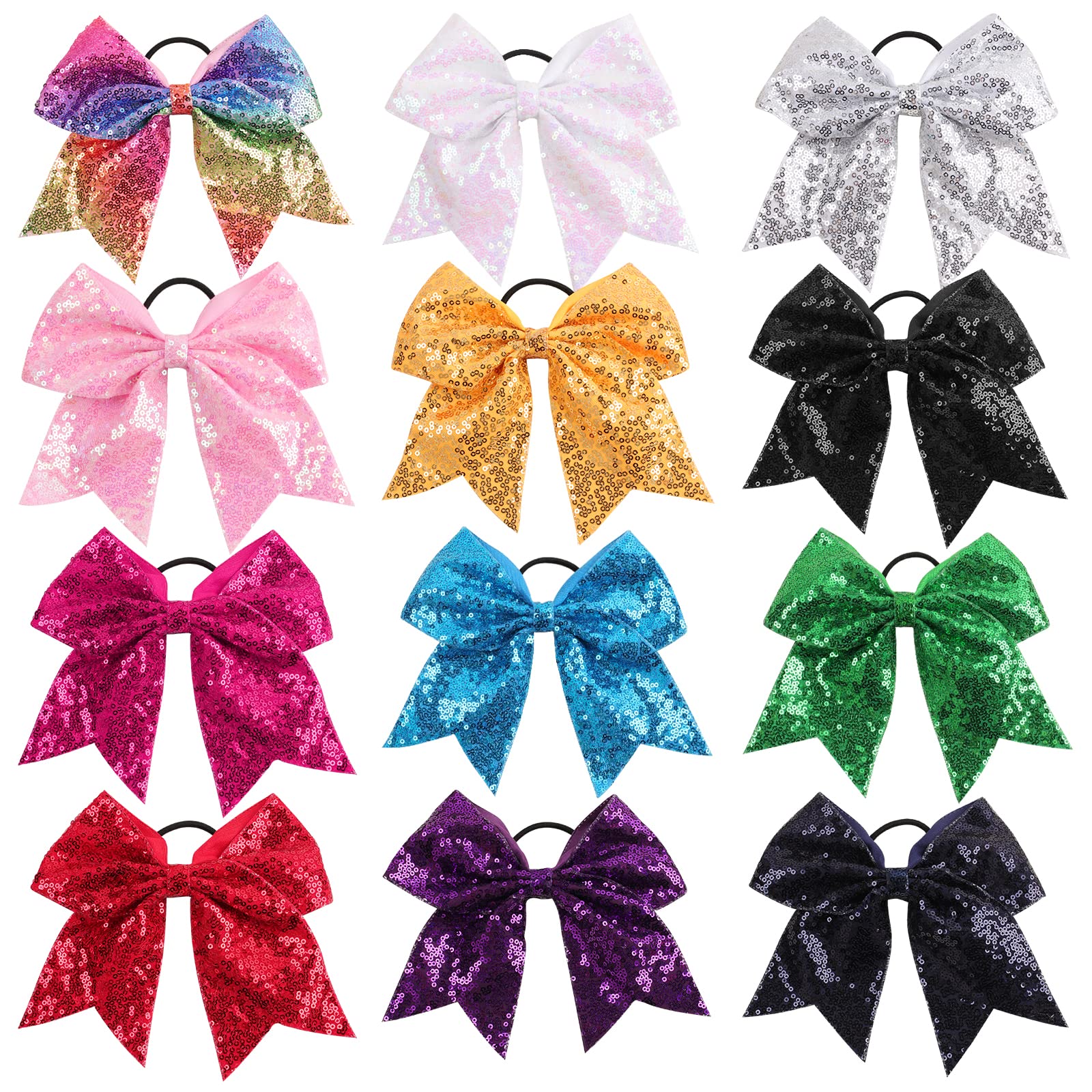 Oaooleer glitter cheer bow ponytail adds eye-catching sparkle for routines.