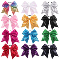 Oaooleer glitter cheer bow ponytail adds eye-catching sparkle for routines.