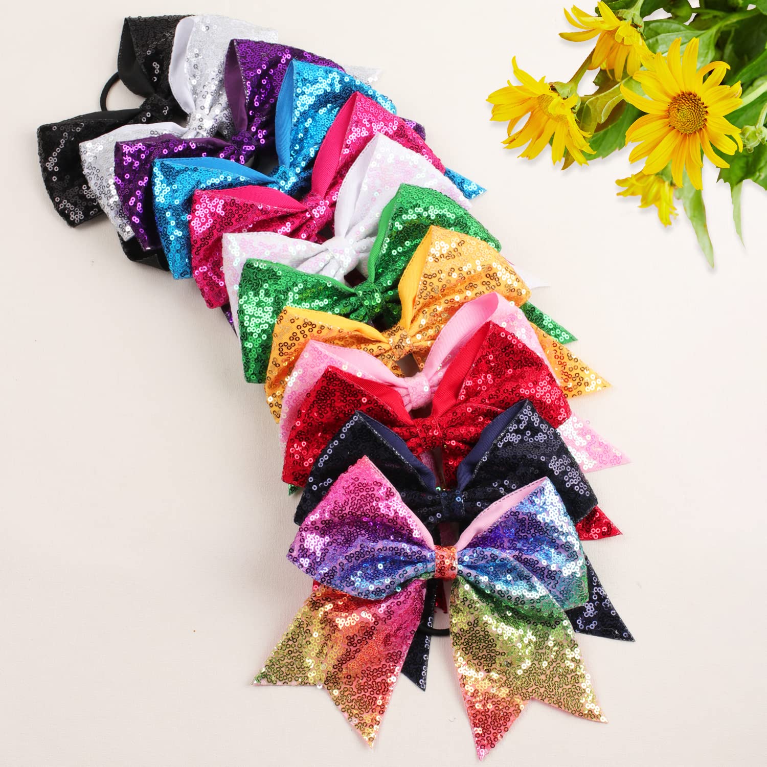Oaooleer wrapped elastic hair tie secures bow during jumps.