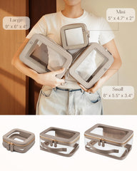 Oaque Clear Cosmetic Bag Stone Large holds full-size essentials with easy visibility.