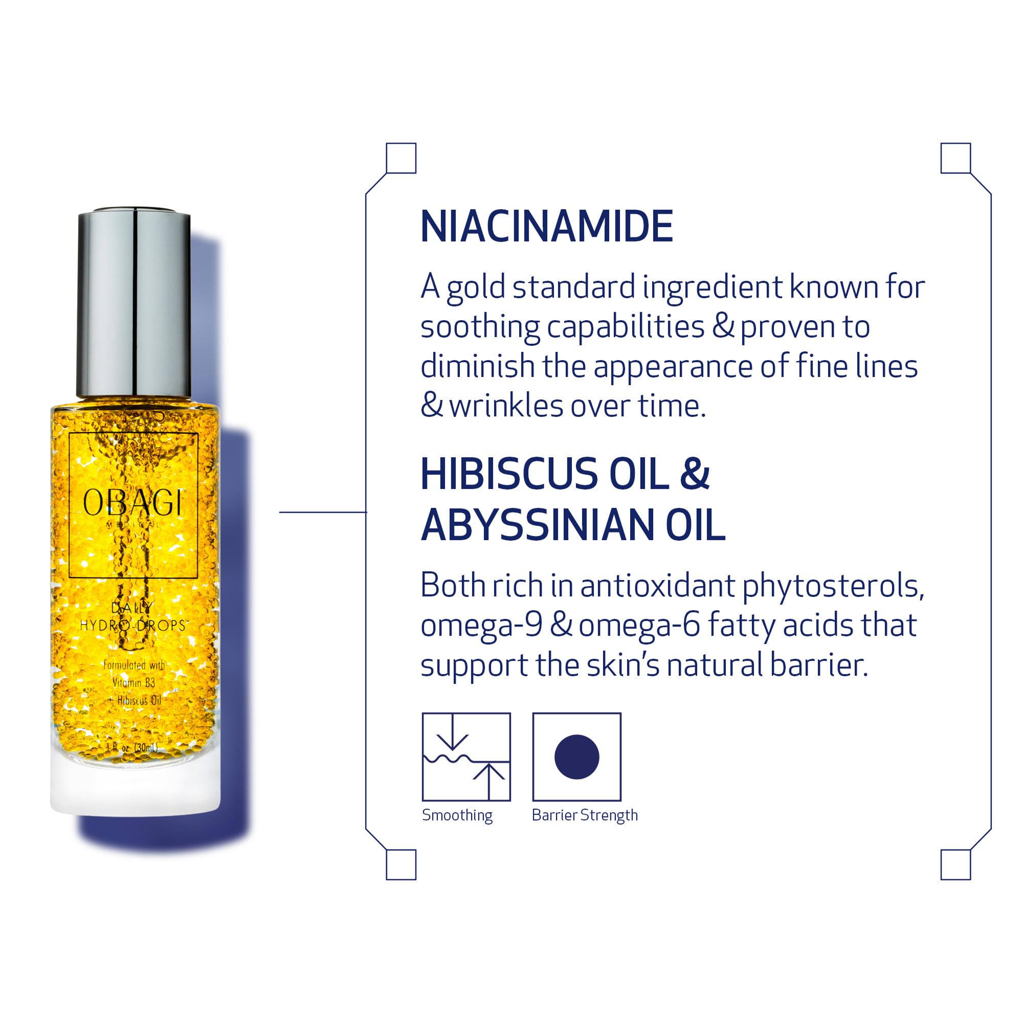 Obagi Daily Hydro-Drops Niacinamide oils focus signals balanced skin tone support