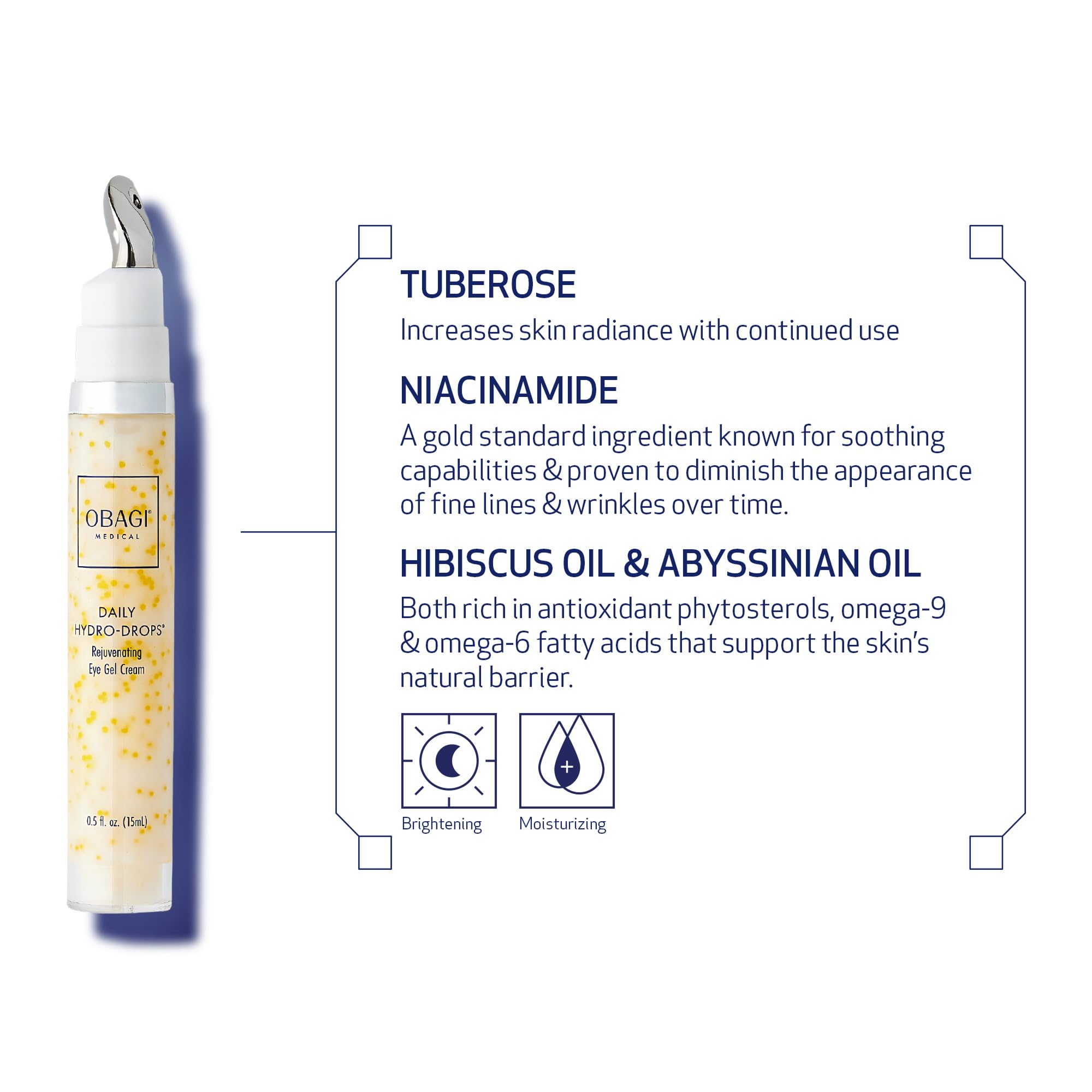 Obagi Daily Hydro-Drops packaging emphasizes portable 0.5 oz size.