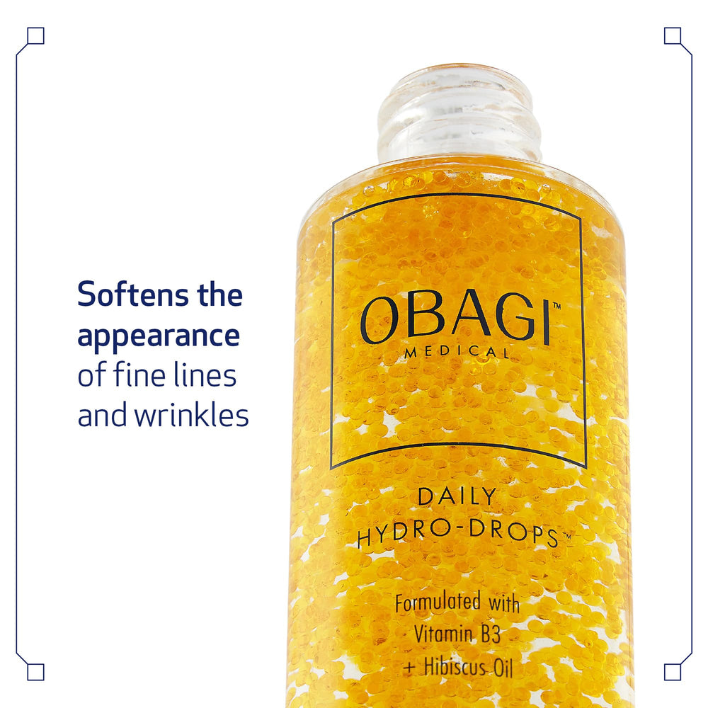 Obagi Daily Hydro-Drops texture swatch highlights lightweight hydration absorbing quickly
