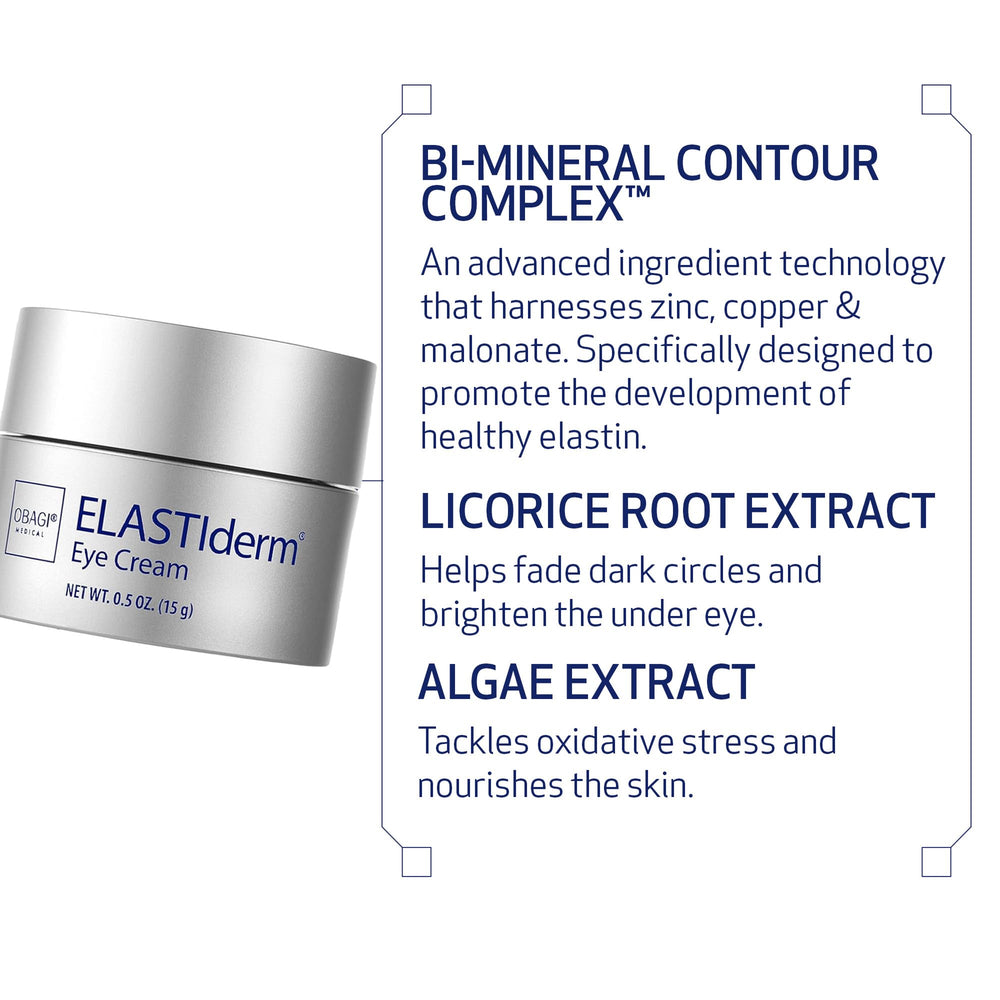 Obagi ELASTIderm Eye Cream ingredient-bi-mineral-complex shot highlights skin-support formulas.