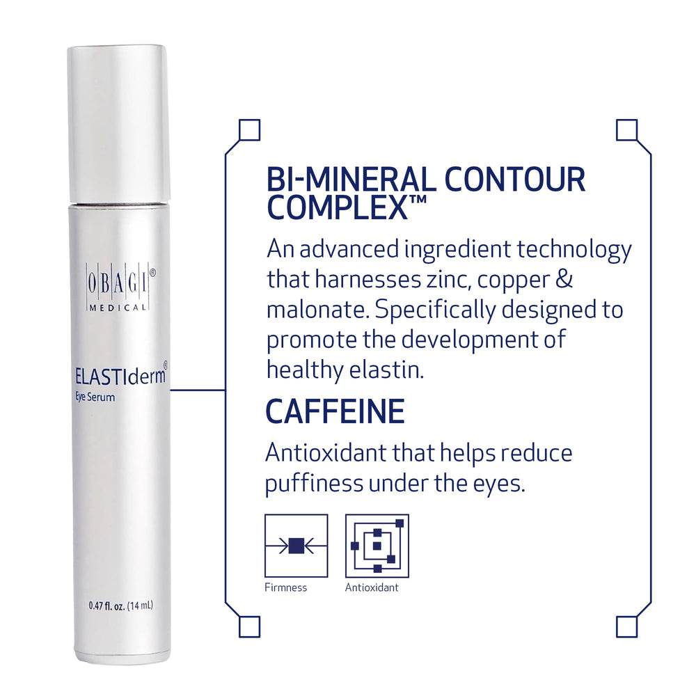 Obagi ELASTIderm Eye Serum application motion emphasizing gentle orbital-area use.