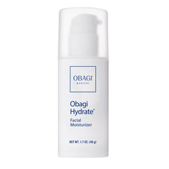 Obagi Hydrate facial moisturizer jar close-up shows all-day hydration.