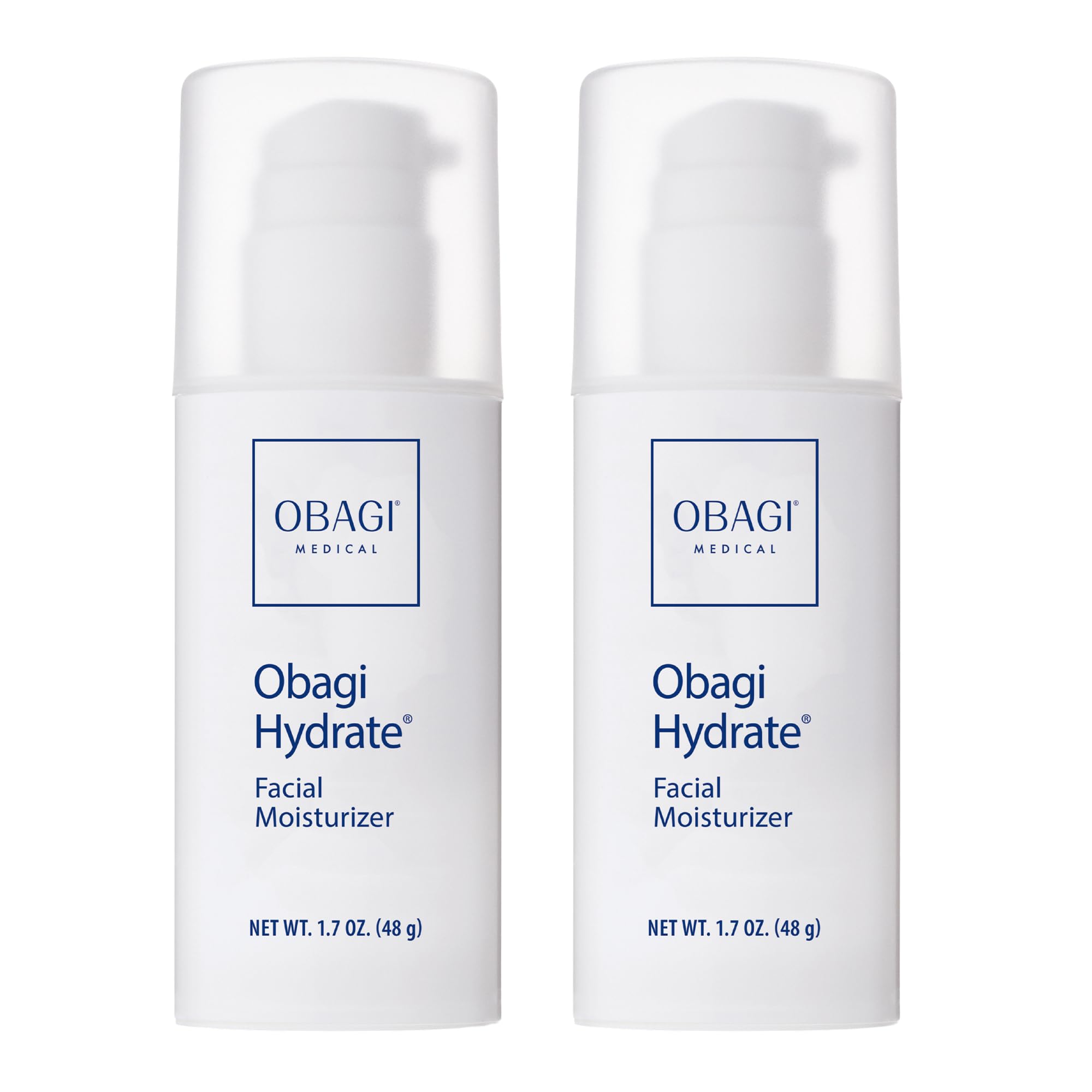 Obagi Hydrate facial moisturizer tube close-up shows creamy texture for lasting hydration.