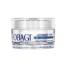 Obagi Hydrate Luxe night cream bottle closeup showing balm-like texture for deep overnight hydration