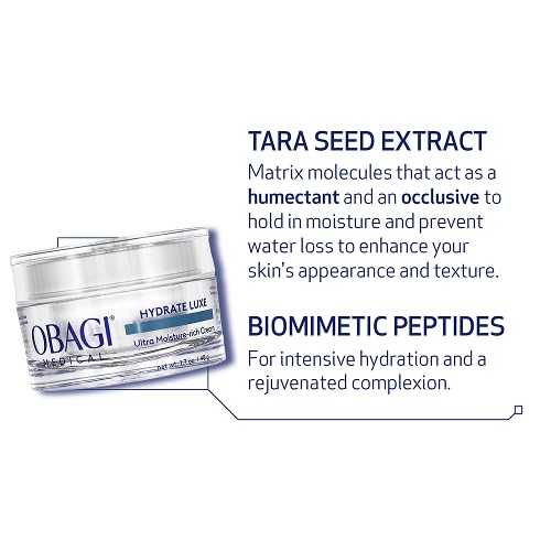 Obagi Hydrate Luxe night skincare routine shown with calming nightly regimen