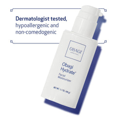 Obagi Hydrate rich cream swirl on skin signals nourishment for dryness.