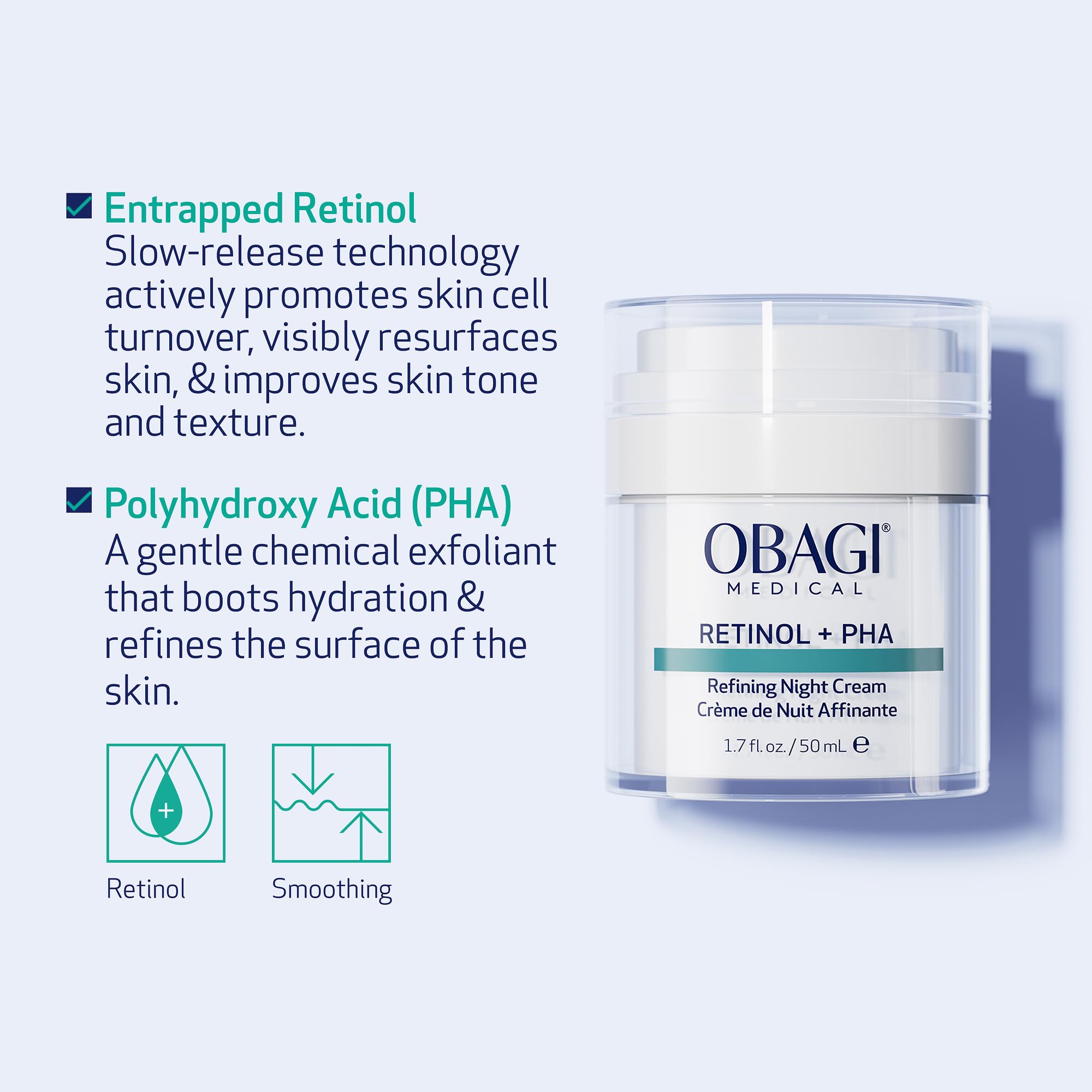 A small amount of Obagi Retinol + PHA night cream on finger.