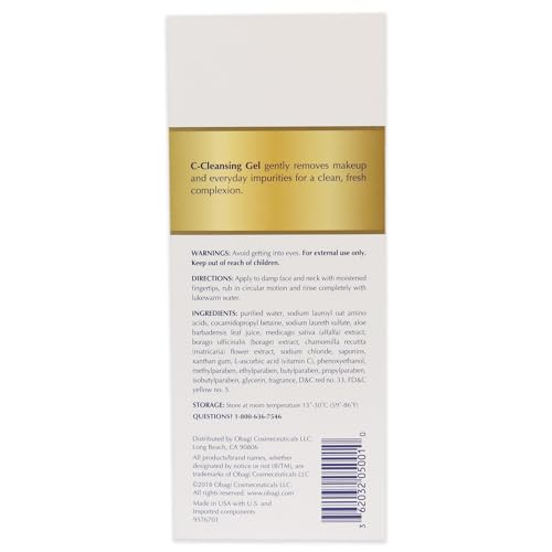 Obagi Cleansing Gel contains ascorbic acid to prep skin for regimen ingredients.