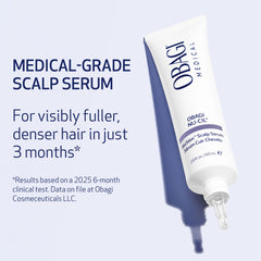 Obagi Nu-Cil BioStim serum on scalp shows easy massage for circulation.
