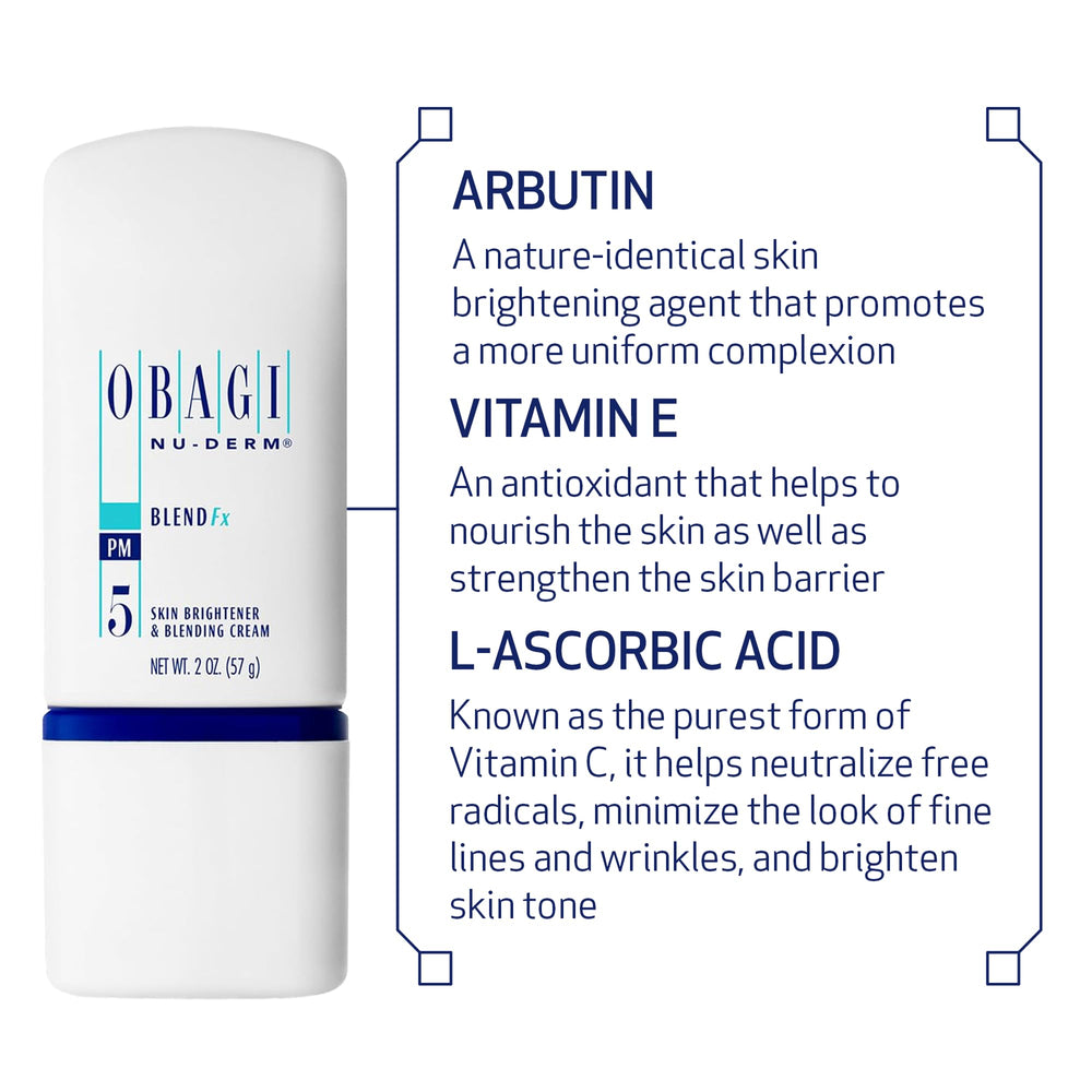 Obagi Nu-Derm Blend Fx cream texture swatch demonstrates easy, even coverage for nightly use.