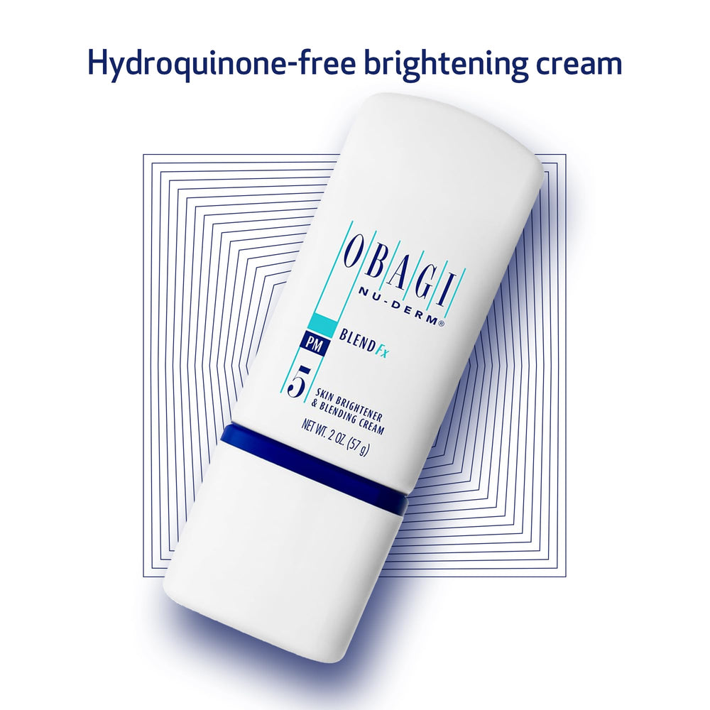 Obagi Nu-Derm Blend Fx ingredients close-up featuring arbutin and vitamins C & E for brightness.