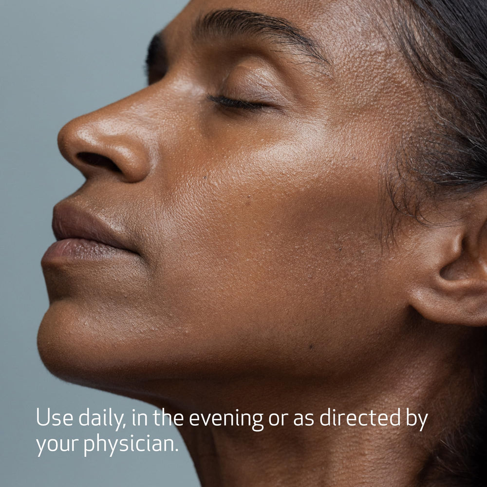 Obagi Nu-Derm Blend Fx pump close-up emphasizing easy, controlled nightly application.