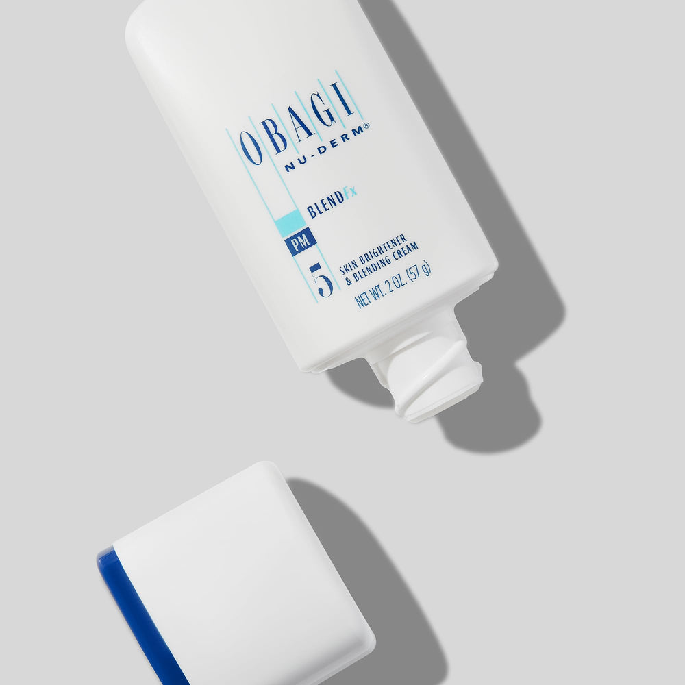 Obagi Nu-Derm Blend Fx shelf display with complementary Obagi products supporting a complete routine.