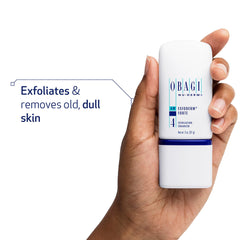 Obagi Nu-Derm Exfoderm Forte bottle top view demonstrates lightweight exfoliation