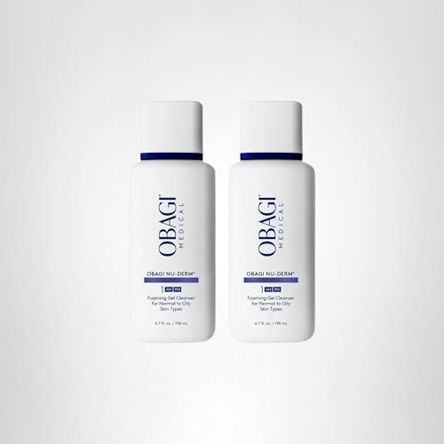 Before-and-after vibe with skin after cleansing using Obagi Nu-Derm Foaming Gel.