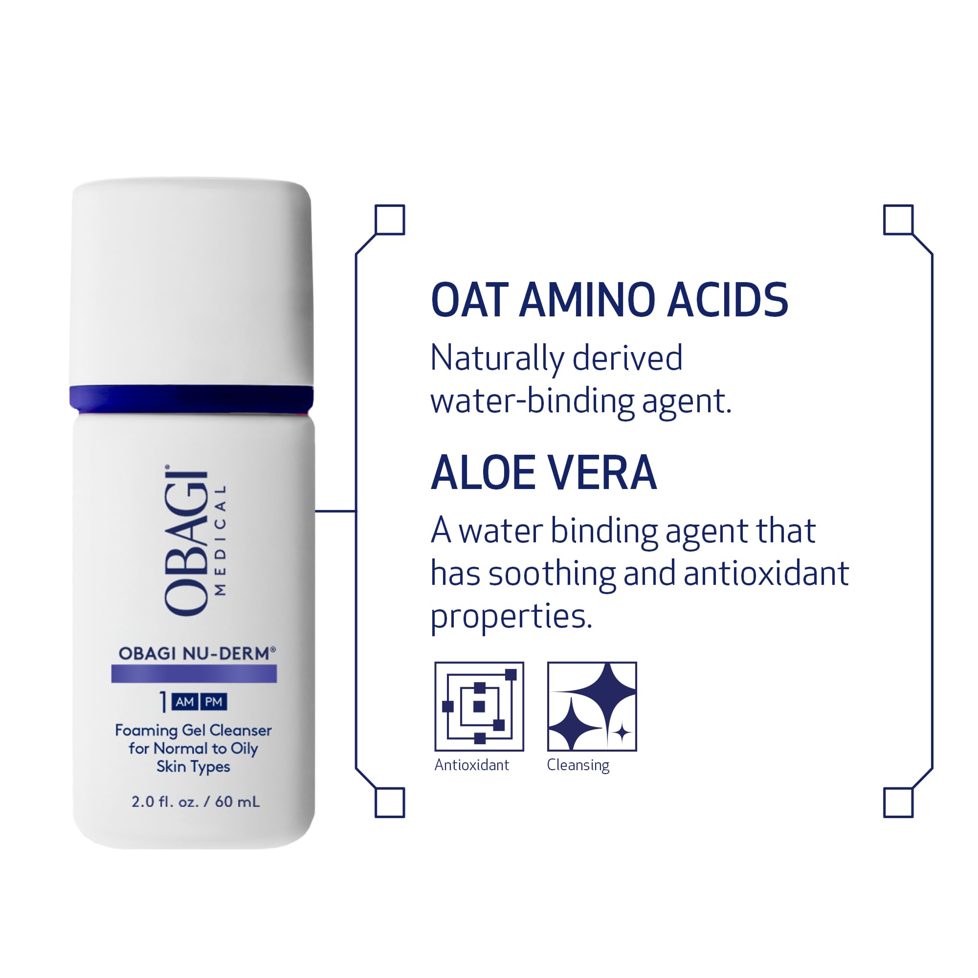 Obagi Nu-Derm Foaming Gel face-cleanse in action with clear complexion.