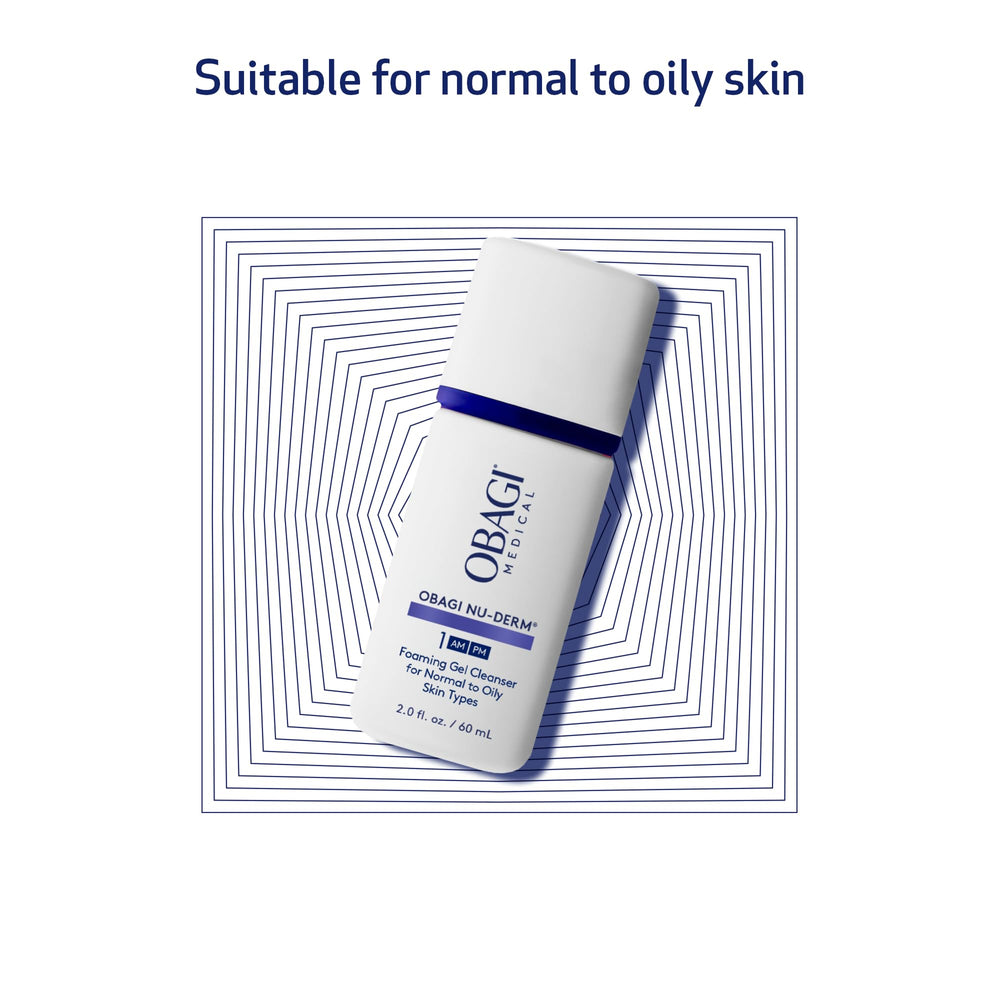 Obagi Nu-Derm Foaming Gel ingredients-oat-amino-acids highlight soothing cleansing formula.