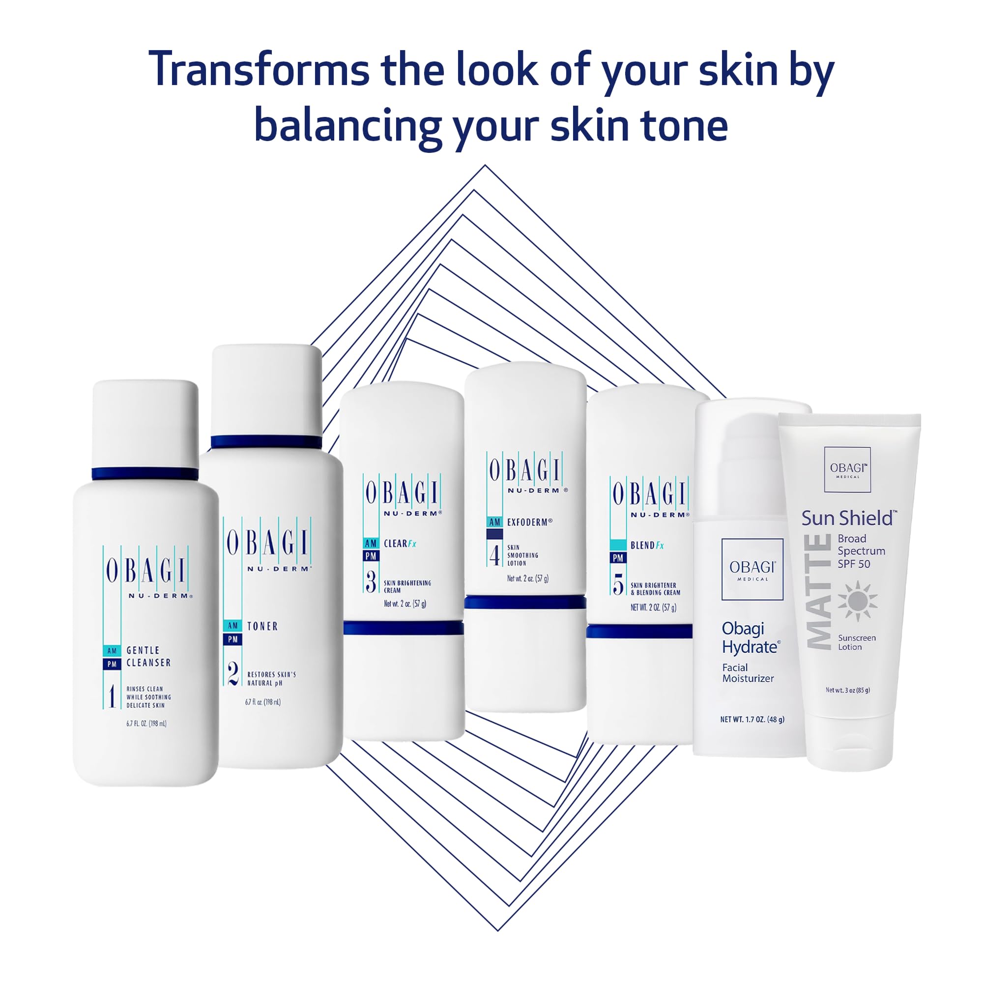Obagi Nu-Derm Fx toner bottle preps skin for consistent brightening.