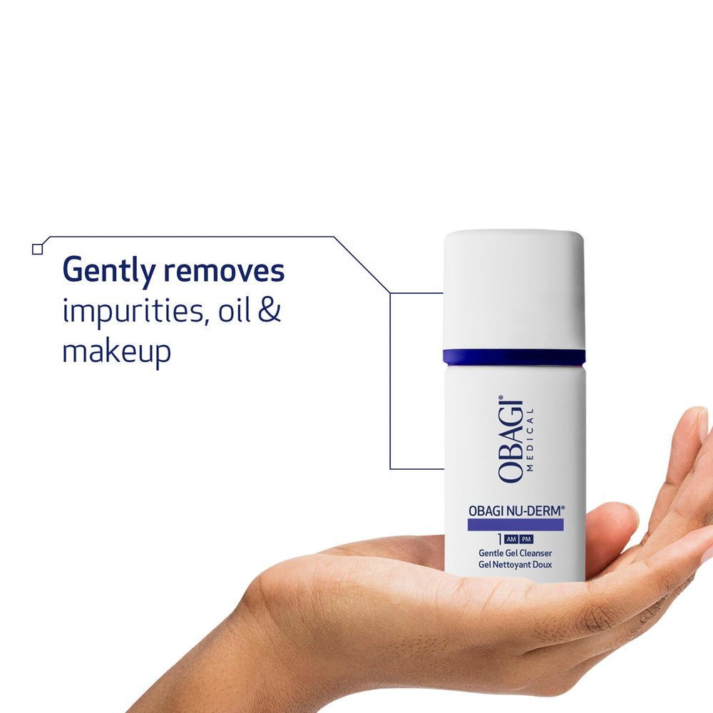 Obagi Nu-Derm Gentle Cleanser mild-lather image emphasizes a rinse-friendly clean