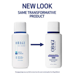 Obagi Nu-Derm Gentle Cleanser being poured to reveal rinse away impurities